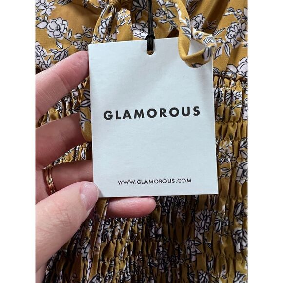 💕HOST PICK💝 Glamorous PUFF LONG SLEEVE SMOCKED MINI DRESS dress Ochre 4 6 8 - Picture 11 of 15